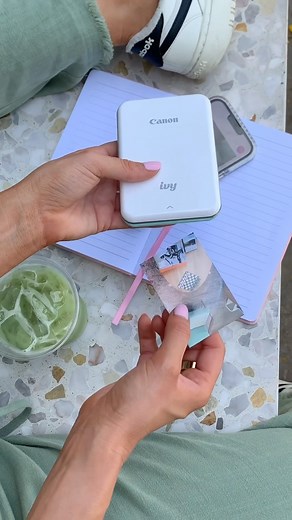 Canon USA on Instagram: "The IVY Mini Photo Printer is the pocket-size companion that can turn any adventure into a memory! See how @jamielynkane adds a personal touch to her photos with a frame or sticker using the Canon Mini Print app."