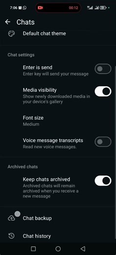 how to make chat history automatic back up