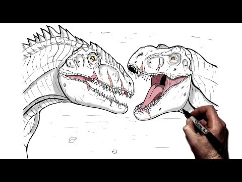 How To Draw T.Rex vs Giganotosaurus | Step By Step | Jurassic World Dominion