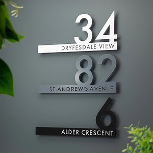 [Hot Item] Number Sign Address Signage English Laser Cut Acrylic Metal Hotel Modern Design House Floating Sign Door Address Plaques Outdoor Mailbox