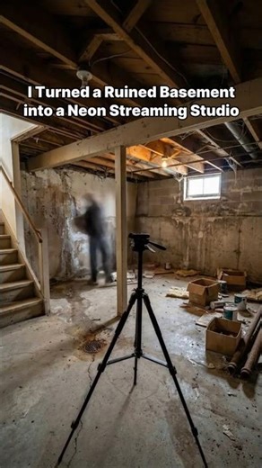 I Turned a Ruined Basement into a Neon Streaming Studio