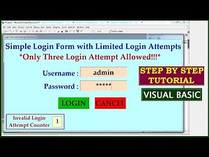Simple Login Form with limited login attempts | Restrict login after 3 invalid attempts-Visual Basic