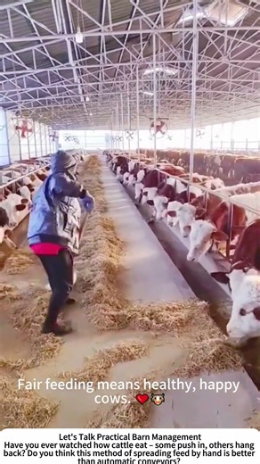 Feeding Time in the Barn – Shoveling Forage to Both Sides 🐄🍽️