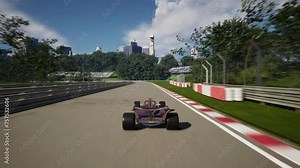 Animation of the speedy cars racing driving on the track. Animation of the vehicles in the competitive speed racing. Animation of the multiple speed racing cars pushing opponents off the circuit.