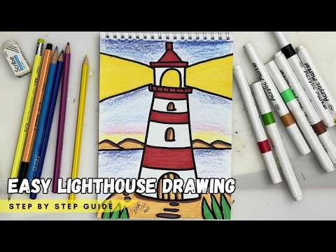 Easy Lighthouse Drawing | Fun and Engaging art lesson