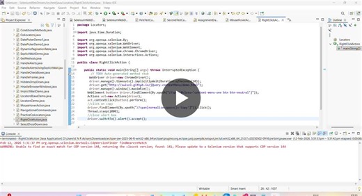 #selenium #java #automationtesting #rightclick #contextclick #actionsclass #uiautomation #qa #testautomation #learningbydoing #practice | K Nageswara Rao Achary
