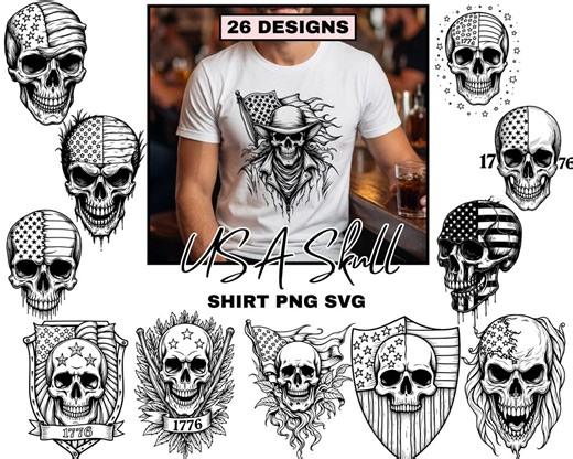 USA Biker Outlaw Skull American Flag Designs Bundle Digital Download - Etsy
