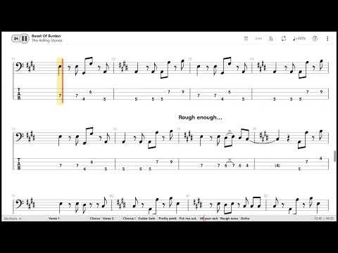Beast of burden - Rolling Stones (Astro tabs) Bass play-along