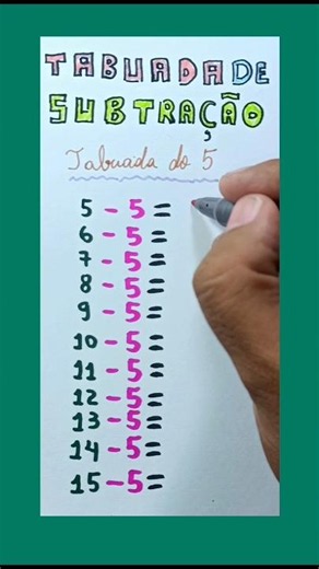 tabuada de subtração - tabuada do 5 #ensinofundamental