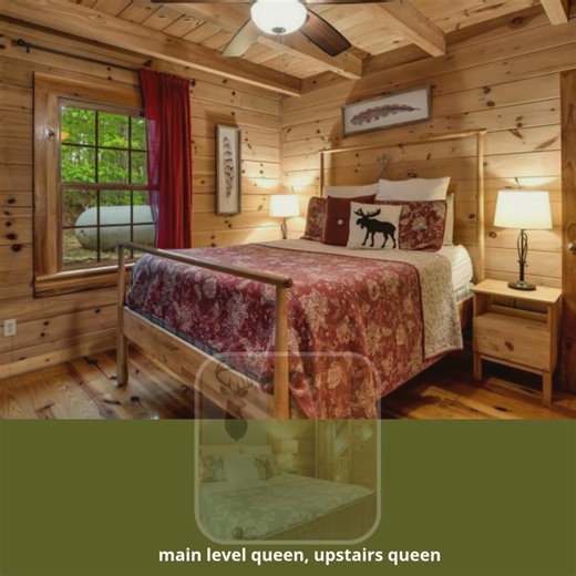 Take a deep breath of mountain air and take in the gorgeous views at Cherokee Lookout Point. This lovely two bedroom, two bath log cabin is the perfect spot to escape the hustle and bustle of every day life. Cherokee Lookout Point is a gorgeous and impeccably decorated two bedroom, two bath log cabin that overlooks the Smoky Mountains of Bryson City. With it's private location, huge covered porch, hot tub, fire pit, and all with breathtaking mountain views - it's a guarantee that you'll have fou