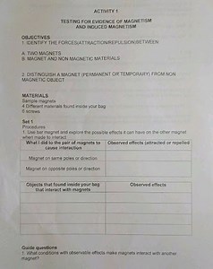 ACTIVITY 1TESTING FOR EVIDENCE OF MAGNETISM AND INDUCED MAGNET... | Filo