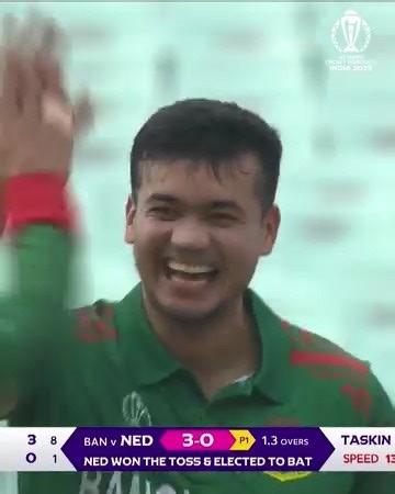 Netherlands lose two wickets in two overs 💥 #CWC23 #NEDvBAN | ICC - International Cricket Council