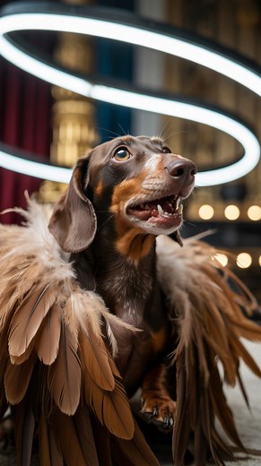 20K views · 678 reactions | Dachshund’s Dramatic Opera Moment in Flowing Feathers Created by: DachshundArts.com | DachshundArts.com | Facebook