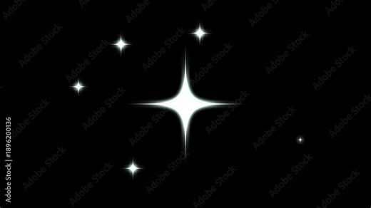 Shimmering glitter sparkle effect 4k loop, twinkling stars sky background, sparkling particle trail, blinking star animation, on black screen overlay