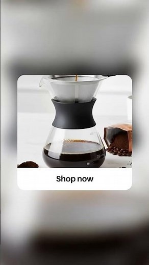 Glass Pour‑Over Coffee Maker with Stainless Steel Filter (3 Sizes)