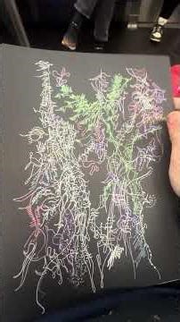 E train drawing in November line drawing and abstract tree a real look into the subway in New York