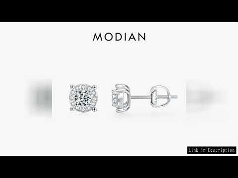 MODIAN D Color Moissanite Stud Earrings Round Cut Lab Created Diamond 925 Sterling Silver Silver Bri