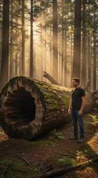 Cinematic Tree Log Shelter Build ASMR #shorts #survival