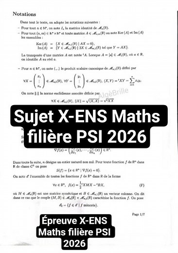 Sujet X-ENS Maths filière PSI 2026