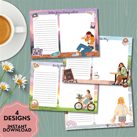 Travel Girl Notepad Set, Printable Notepad, Printable Memo Sheets, Cute Stationery, A6 Notepad, to Do List Notepad, Travel Aesthetic Notes - Etsy