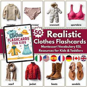 Clothes Flashcards: Montessori ESL Vocabulary Learning (digital Download) - Etsy UK