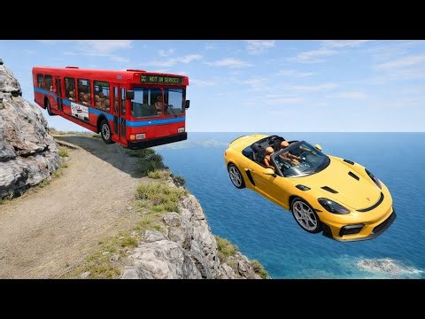 Car vs bus Deadly Cliff Road Crash test 💥 | Beamng drive #124!