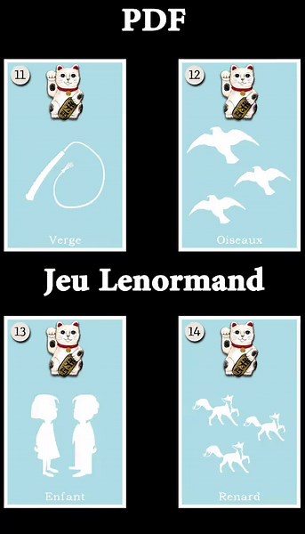 Oracle Maneki Neko Lenormand Bleu | Cartes de Voyance à Imprimer | Jeu de Divination PDF Téléchargeable https://www.oracleversailles.com/