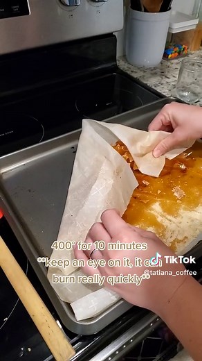 Caramel Crunch pieces 🤍 super easy! just cane sugar and a pinch of salt. 10 minutes (or less) in a 400° oven. let cool, break up into pieces and store in an airtight container #caramelcrunch #caramelribboncrunch #recipe #coffeerecipe #coffeeathome #coffeebar #icedcoffee #coffee #starbucksdupe