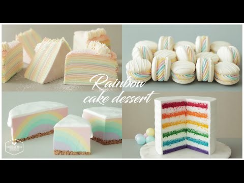 4가지🌈레인보우 케이크 디저트 레시피 모음.zip : 4 Rainbow Cake Dessert Recipe * 홈베이킹 영상 모음 Baking Video | Cooking tree