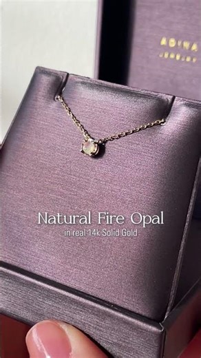 14K Gold Opal Necklace 🌈 Natural Ethiopian Opal Glow