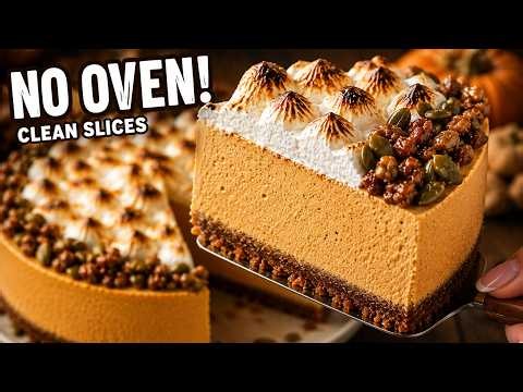 The BEST No-Bake Pumpkin Cheesecake (Philadelphia Style!) | Sets Perfectly, No Oven