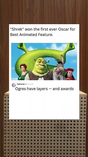 "Shrek" won the first ever Oscar for Best Animated Feature.