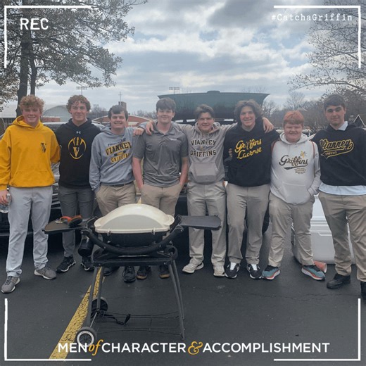 Juniors, Teddy Walbaum, Turner Hunsaker, Tyler Rooney, Brendan Kohler, Gus Shoults, Ryan Ochterbeck, Ethan Ramsey, Matthew Lauter, and William Sanker were CAUGHT grilling lunch for their classmates after the ACT. #CatchAGriffin 📷If you catch Griffin character or accomplishment in action, send us the pic! | St. John Vianney High School