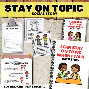 Staying On Topic Social Story Conversation Skills & SEL Activities For Autism