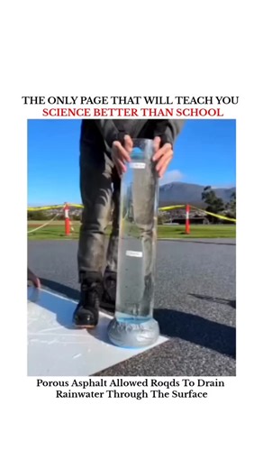 UNIVERSE | SCIENCE | TECNOLOGY on Instagram: "Porous Asphalt: Roads That Let Rainwater Pass Through 🌧️🛣️ Porous asphalt is a smart road technology designed to drain rainwater directly through the surface instead of letting it pool on top. Unlike traditional asphalt, it contains tiny interconnected air gaps that allow water to seep down into layers beneath the road. This design helps prevent waterlogging and flooding, especially during heavy rainfall. By reducing surface runoff, porous asphalt 