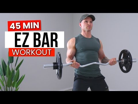 45 Min FULL BODY EZ-CURL BAR WORKOUT | Build Muscle & Strength at Home