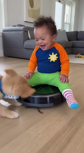 Puppy and Baby's Roomba Adventure! Puppy and Baby's Roomba Adventure! Generated using Kling AI . . . (For entertainment purposes only. Consult professionals if guidance on activities is presented. No brand affiliation is implied if any are shown. If inspired by true events, creative adaptations may be included. Content may include public footage.) | Fabiosa Better World