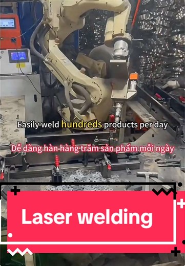 A single robot equipped with a 2000W laser welding system can easily weld hundreds of products per day. Its welding quality and stability far surpass manual welding. Moreover, it can flexibly handle different types of products. Một robot được trang bị hệ thống hàn laser 2000W có thể dễ dàng hàn hàng trăm sản phẩm mỗi ngày. Hiệu quả và độ ổn định vượt xa phương pháp hàn thủ công. Ngoài ra, robot còn có thể linh hoạt xử lý nhiều loại sản phẩm khác nhau. #robotics #automatic #automation #tudonghoa 