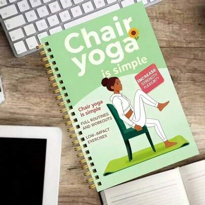 28-Day Chair Yoga Weight Loss Exercise Plan & Journal - 50 Pages Illustrated Fitness Guide, Includes Daily Yoga Practices, Meal Plan & Progress Tracker - 5.5"X8.3" Compact Notebook Suitable For Home Gym, From Beginner To Advanced Chair Yoga, Ideal Gift For Health & Weight Loss, Spiral Bound With Gold Foil Lettering & Yoga Motif | SHEIN