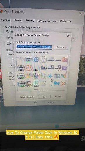 How To Change Folder Icon in Windows 10 & 11 | Easy Trick 🔥 #windowstips #windows