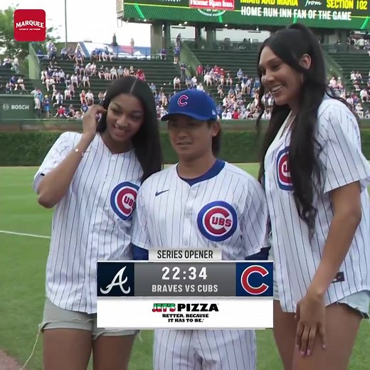 Shota Imanaga 🤝 Angel Reese & Kamila Cardosa [via @Marquee Sports Network]