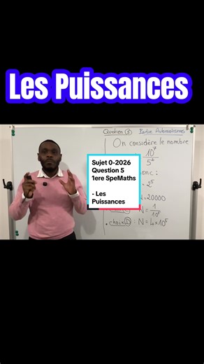 Corrigé sujet 0 - 1ere Spe Maths - Bac 2026 - Question 5 : Les puissances. #laths #corrigesujet0 #bac2026 #spemaths #education