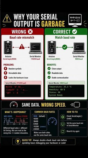Your Arduino isn’t broken… your baud rate is wrong ⚠️