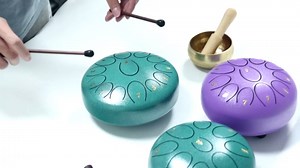 REGIS Steel Tongue Drum 6 Inch 8 Notes, Rain Drum Style Calming Percussion Instrument for Relaxation & Meditation, Musical Gift for Adults & Beginners(malachite)