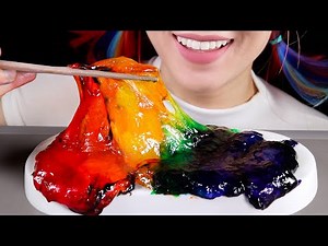 ASMR Edible Rainbow Slime (AI-Inspired) | Oddly Satisfying & Real Eating Sounds Mukbang