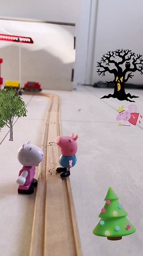 Peppa pig got stuck on the train track. The train is approaching fast. Will he be able to escape danger? #peppapigmemes #trained