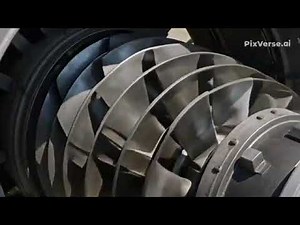 Gas turbine compressor surge animation
