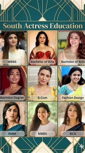 South actress education 📚 #rashmika #samantha #saipallavi #sreeleela #anushka #nayanthara #tammana