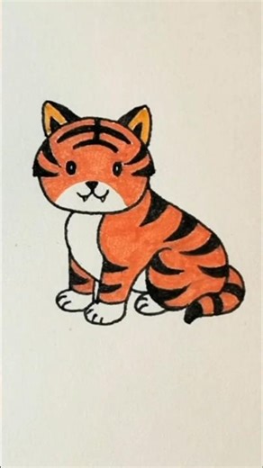 Cute Tiger Drawing 🐯 | Easy Sketch Art for Beginners #Shorts #TigerDrawing #EasyDrawing #CuteTiger