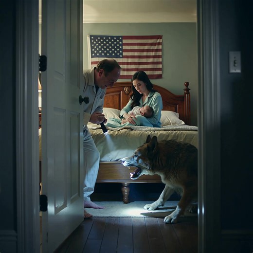 Every night, the black dog growled at the baby again—until the father called the police and discovered the horrible truth under the bed. At first it felt like a blessing. Since they brought the newborn home, the black dog, Mực, never left the nursery doorway — a silent guardian with eyes like coals and ears that caught what humans miss. But on the fourth night, at 2:13 a.m. exactly, the blessing turned into a warning. Fur bristling, body low, Mực stared at the crib and let out a growl so deep it